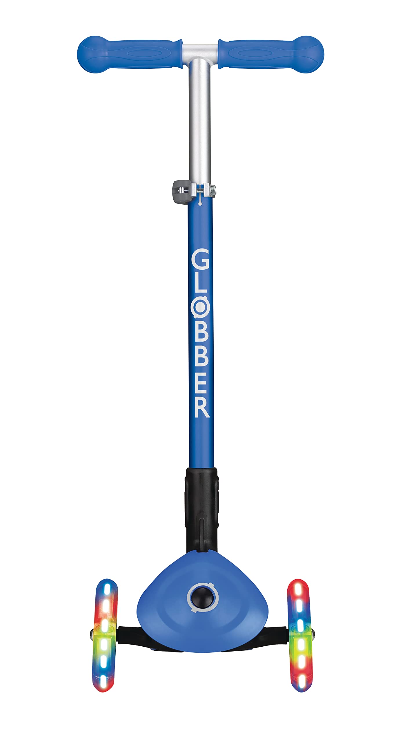 Globber Primo Foldable Lights Kids Scooter 120/80mm ABEC 5 3 Wheel Height Adjustable LED Wheels Dark Blue