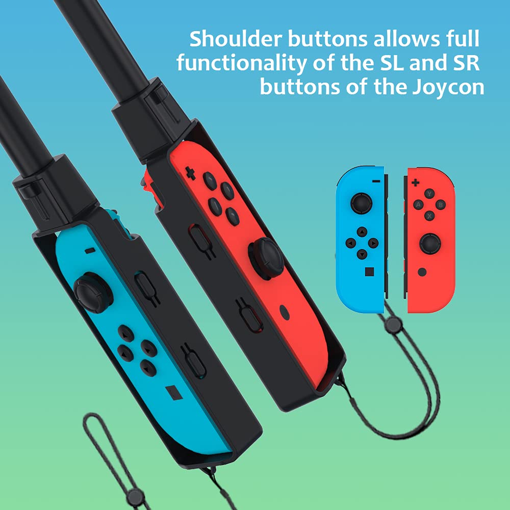 Golf Club for Mario Golf: Super Rush - Nintendo Switch Joy-con Accessories,Mini Golf Clubs Hand Grip Accessories with Wrist Strap for Joy Cons - 2 Pack (Black)