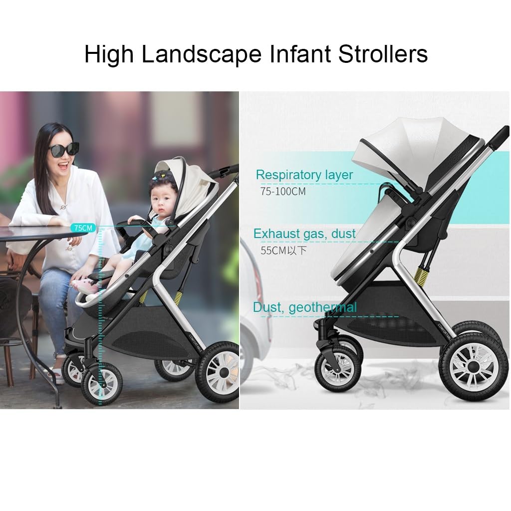 YCKEGEW Double Seat Twin Baby Stroller Luxury Carriage Tandem Pram Side By Side,Detachable Pushchair From Birth to 15 Kg,Infant Twins Stroller Can Sit Lie (Color : Blue)