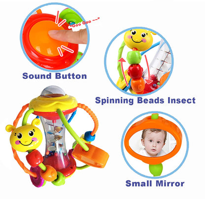 HOLA Baby Toys 0-6 Months Baby Rattle Toys Set Activity Ball, Baby Toys 6 Months Plus Shaker Grab Spin Early Education Learning Sensory Toy, Gift for 3 6 9 12 Months Newborn Babies Toddler Boys Girls