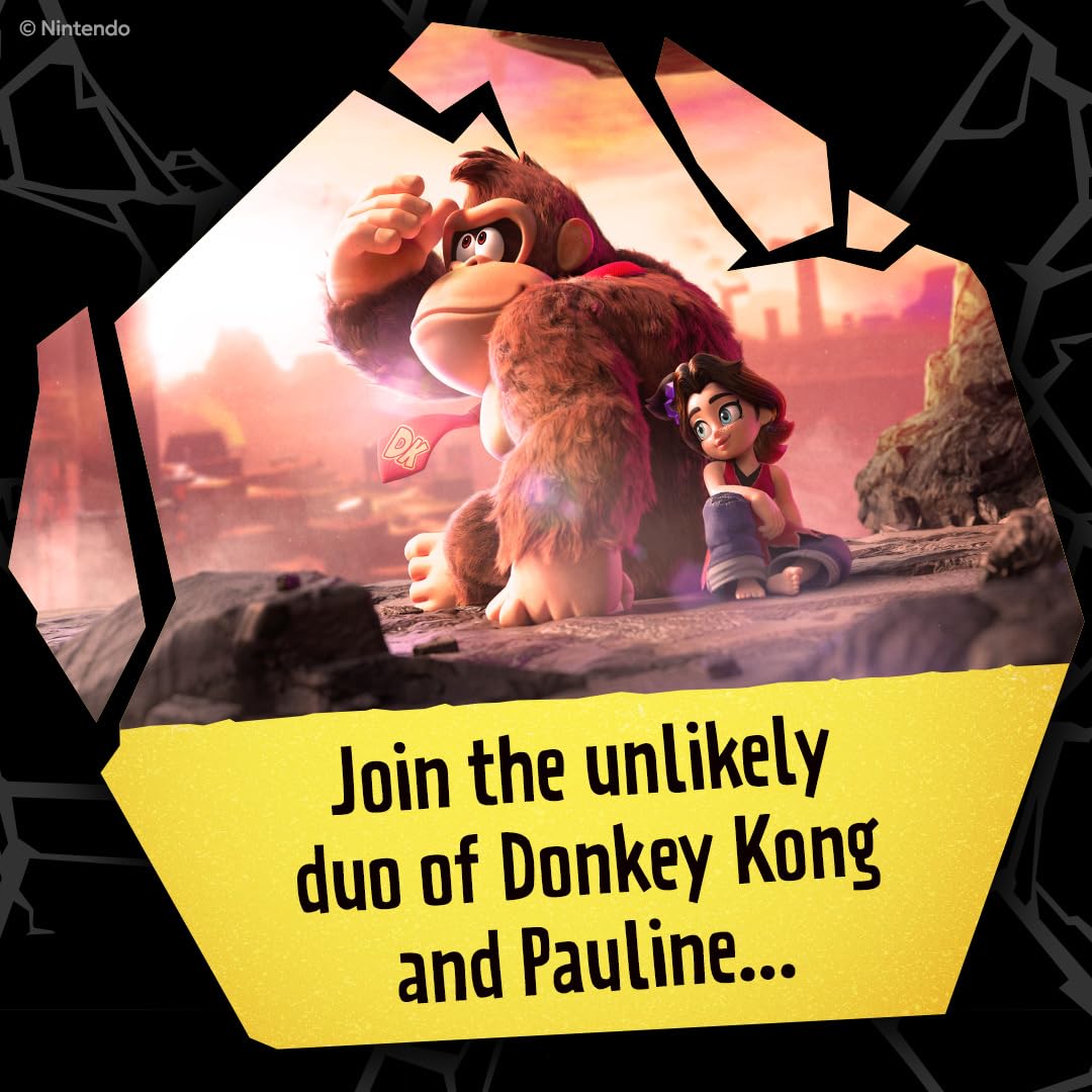 Nintendo Switch 2 Donkey Kong Bananza game cartridge with colorful label featuring Donkey Kong and jungle theme.