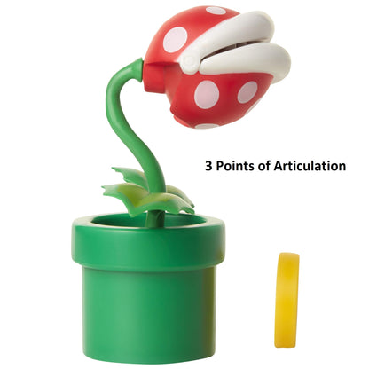 Nintendo Piranha Plant figurine with question box, multicoloured, 10 cm, detailed collectible from Jakks Pacific.