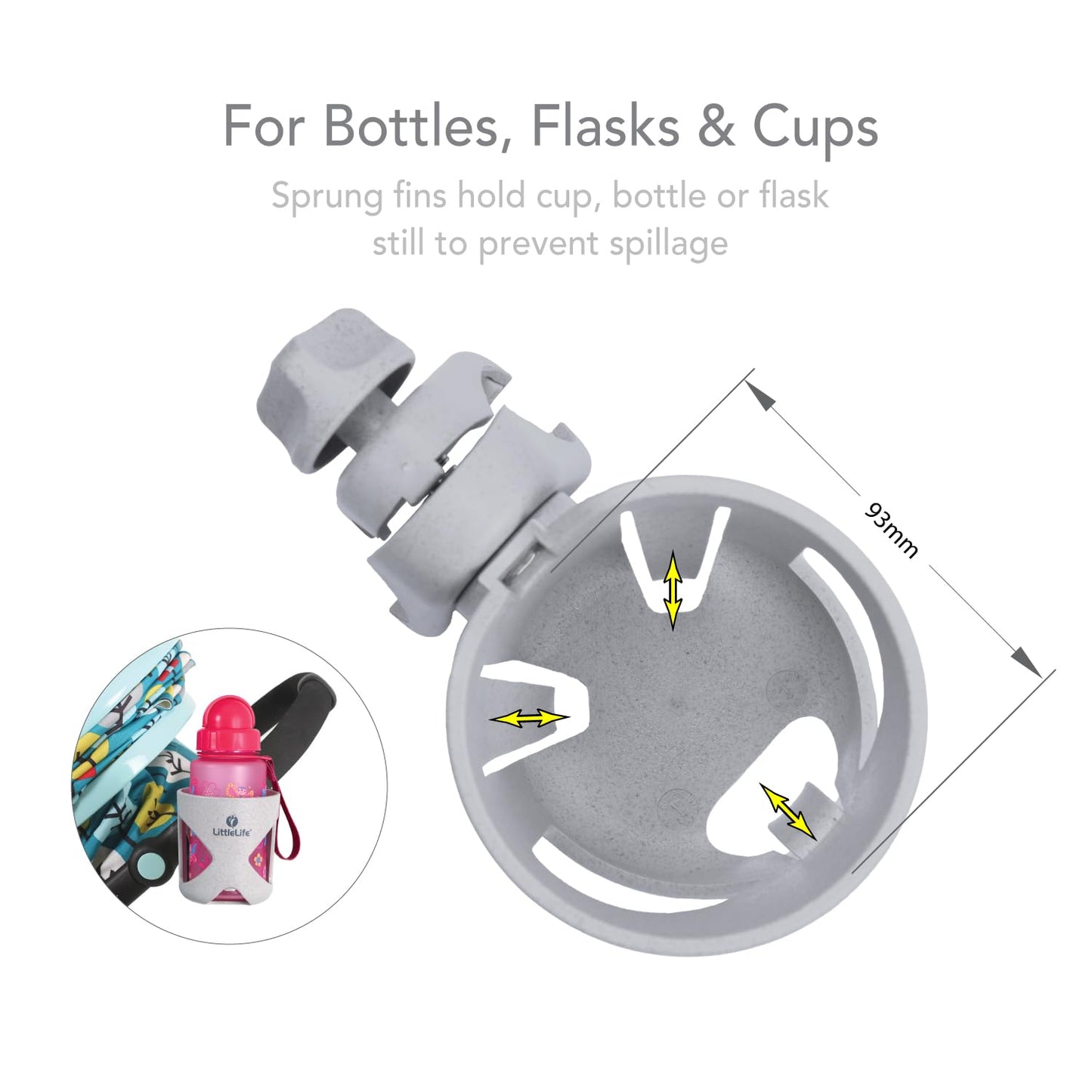 LittleLife Buggy And Pushchair Environmentally-Friendly Wheatgrass Cup Holder for Stroller, Drink and Coffee Cup Holder, Wheatgrass