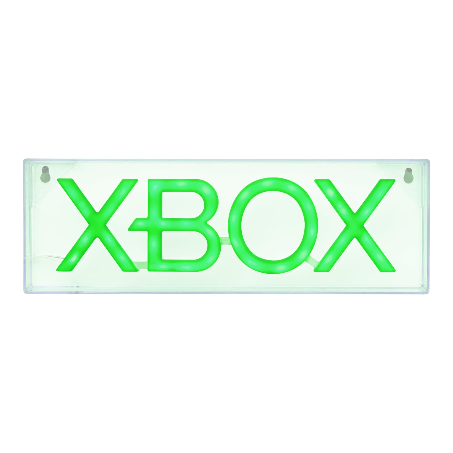 Green Xbox logo LED neon light by Paladone, wall mountable or free-standing gaming decor for game rooms and gamer spaces.