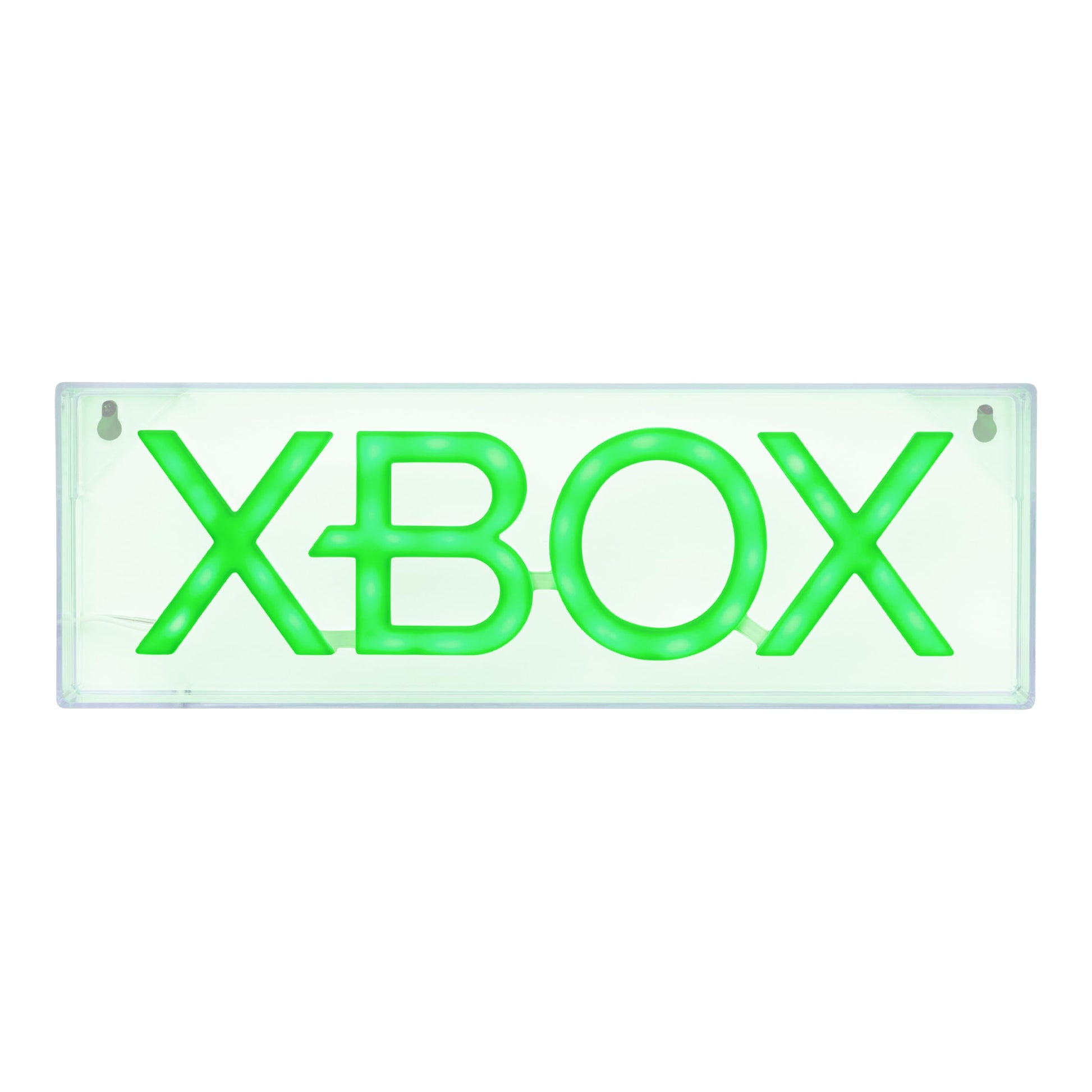 Green Xbox logo LED neon light by Paladone, wall mountable or free-standing gaming decor for game rooms and gamer spaces.