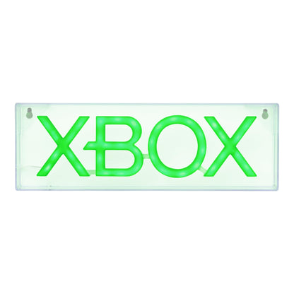 Green Xbox logo LED neon light by Paladone, wall mountable or free-standing gaming decor for game rooms and gamer spaces.