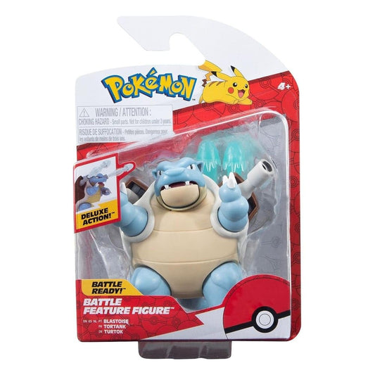 4.5-inch Pokémon Blastoise battle figure with a detailed water missile cannon in an action pose.