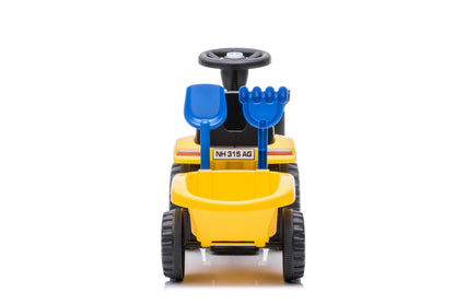 NINODOVAE Ride On Tractor, NEW HOLLAND Licensed car toy, Toddler Sliding Walker with Steering Wheel, horn music&lights for 12-36 months (Yellow)