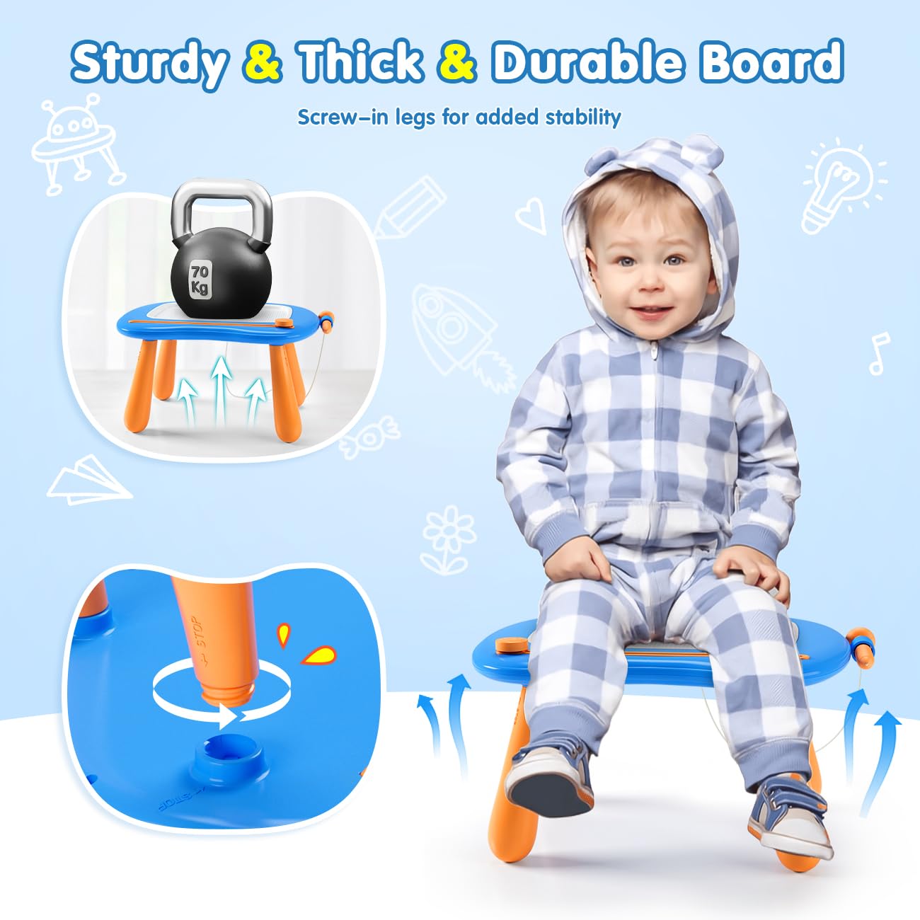 SYHLN Magnetic Drawing Board Toddlers Toys for 1 2 Year Old Boys - Preschool Learning Educational Toys for 12-18 Months Baby - Doodle Pad Birthday Gifts Presents for Kids Age 1-3 - Blue