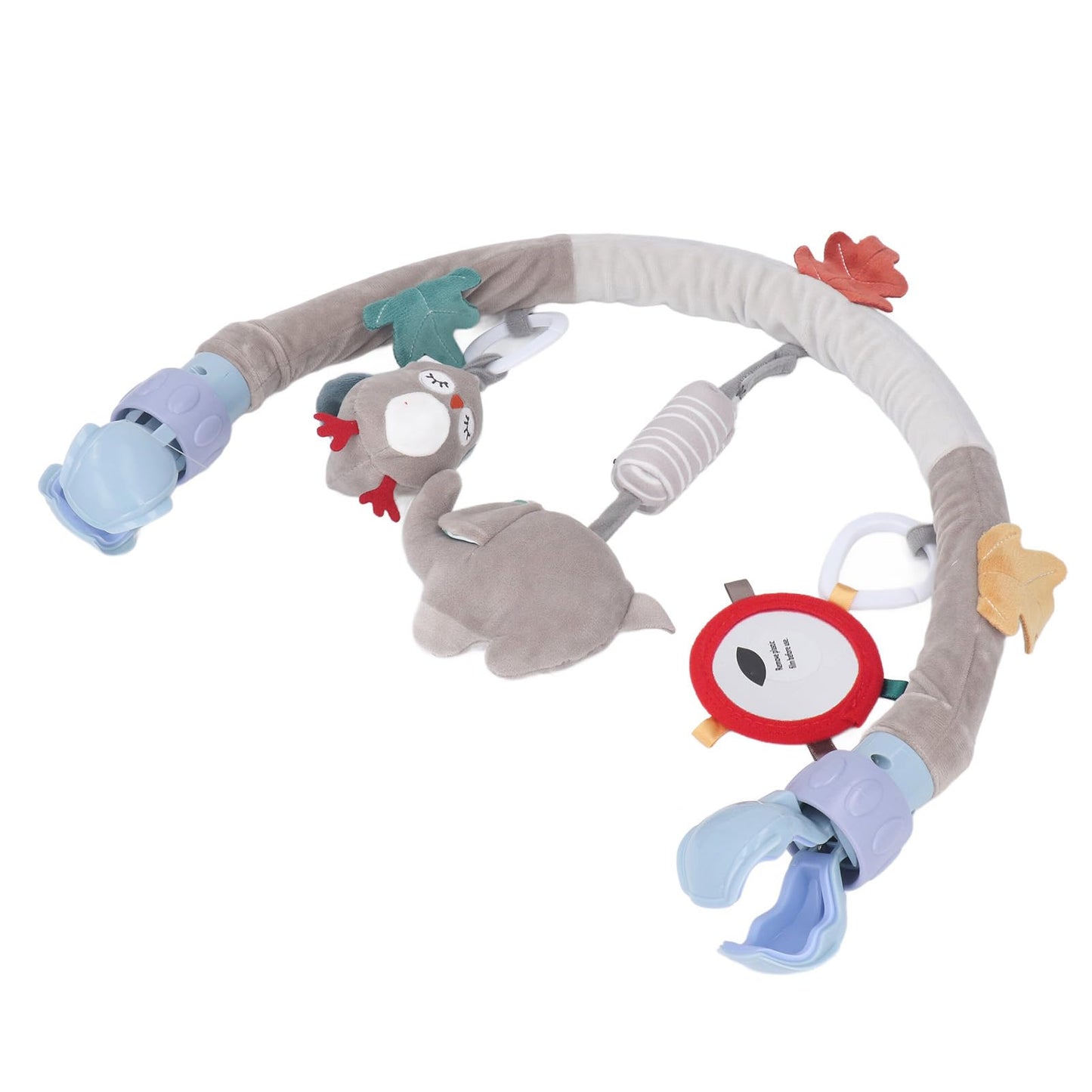 VGEBY Baby Stroller Arch Toy, Soft Plush Baby Bouncer Toy Bar with Secure Toy Clip Car & Stroller Toys for Bassinet Crib Baby & Toddler Toys (Elephant)