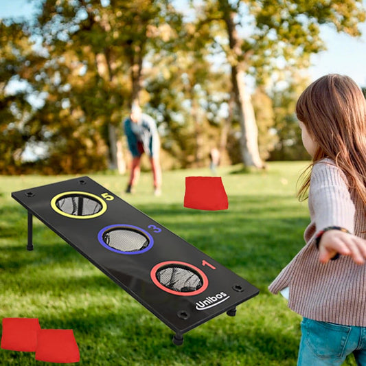 Unibos | Bean Bag Toss Games Set, 6 Bean Bags & 6 Washer, Reversible Board, Indoor Outdoor Throwing Game Party Supplies For Kids, Carnival Games Toss Games Banner For Birthday Party Decoration