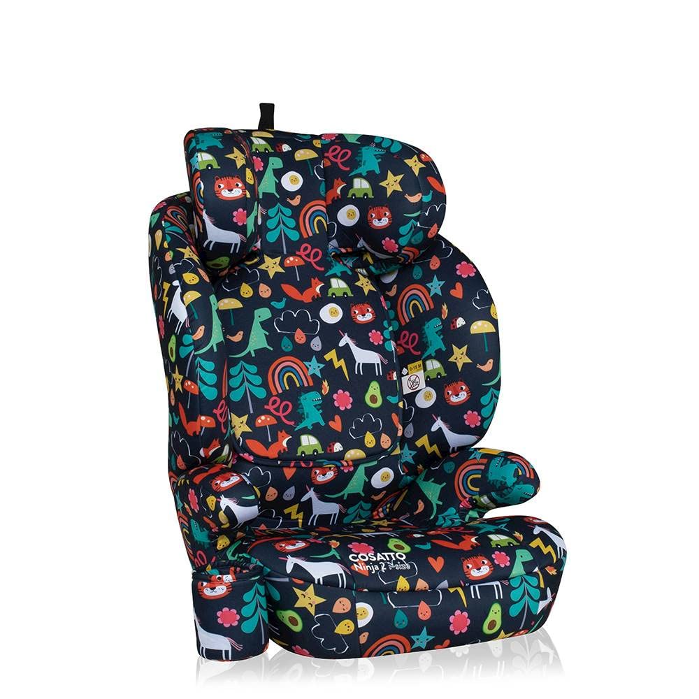 Cosatto Ninja 2 iSize Car Seat - from 100-150cm, Approx 4 Years - 12 Years, R129 High Back Booster, 10 Position Headrest, Easy Install Seatbelt or ISOFIX Fitting, Forward Facing (Carnival)