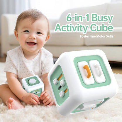 lerrbo Activity Cube Baby Toys for 1 Year Old Girl Gifts, Montessori Toys for Baby Girl, Travel Sensory Cube for Toddlers 1-3, Learning Fine Motor Skills,1st Birthday Gifts for 12 Months+(1 PCS)