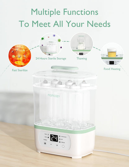 Momcozy Electric Steam Baby Care Bottle Sterilizer and Dryer, Multi-Function 8-in-1, Suitable for Baby Bottles, Breast Pump Accessories & Baby Stuff,Mid-Rang