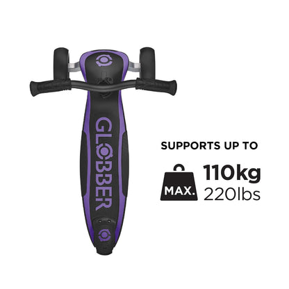 Globber Ultimum 3 Wheel Scooter in Neochrome, featuring adjustable height, wide deck, and folding design for kids and adults.