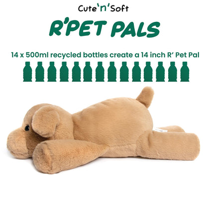Lesser & Pavey Rpet Pals Muttley Laying Dog Teddy For Kids | Made Up of Recycled Bottles | Stuffed Animal Soft Toys | Ideal For Birthday or Baby Gift
