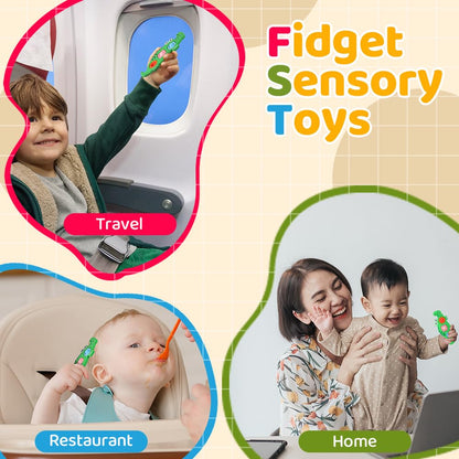 AYESY fidget popper sensory toy with airplane design, suitable for toddlers 12+ months for stress relief and sensory play.
