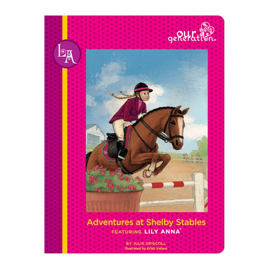 Our Generation Lily Anna doll in horse riding outfit with 16 accessories, showcasing her stylish attire and accessories.