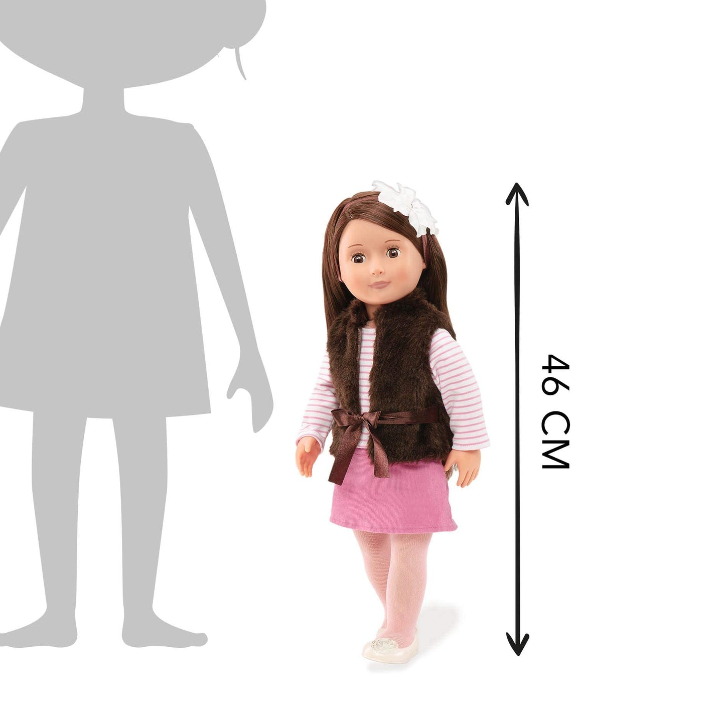 "Our Generation BD31022Z 46-cm Flower Sienna Doll with long, straight brown hair Includes Dress and Shoes, for Children aged between 3 to 10 years old, Various"