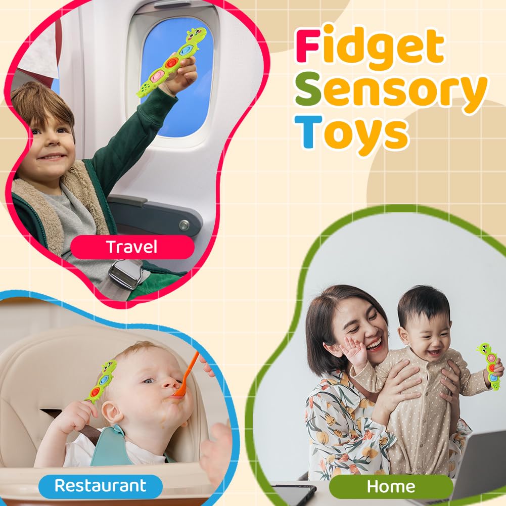 AYESY Fidget Popper Sensory Toys, Pop Fidget Toys for Toddlers 12+ Month, Baby Montessori Toys for Stress Relief, Airplane Travel Activities, Autism Gift for Boys Girls