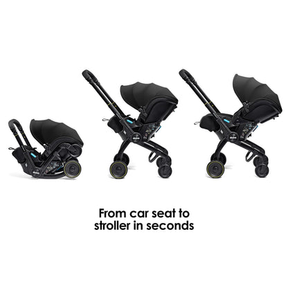 Doona X Baby Car Seat & Travel Stroller Nitro Black - Convertible 0+ Car Seat and Pram with 3 Recline Positions - Ergonomic Pushchair and Travel System - ISOFIX Base Sold Separately