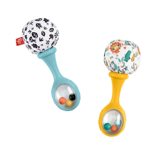 Fisher-Price Rattle ‘n Rock Maracas Baby Rattle Sensory Toys for Newborn Babies Ages 3 Months and Older, HMF34