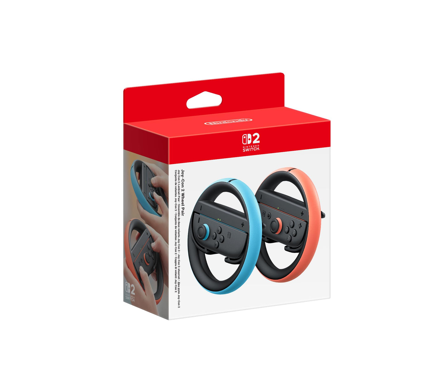 Nintendo Joy-Con wheel pair for Switch controllers, designed for enhanced grip and gameplay experience.
