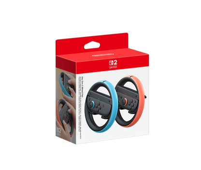 Nintendo Joy-Con wheel pair for Switch controllers, designed for enhanced grip and gameplay experience.