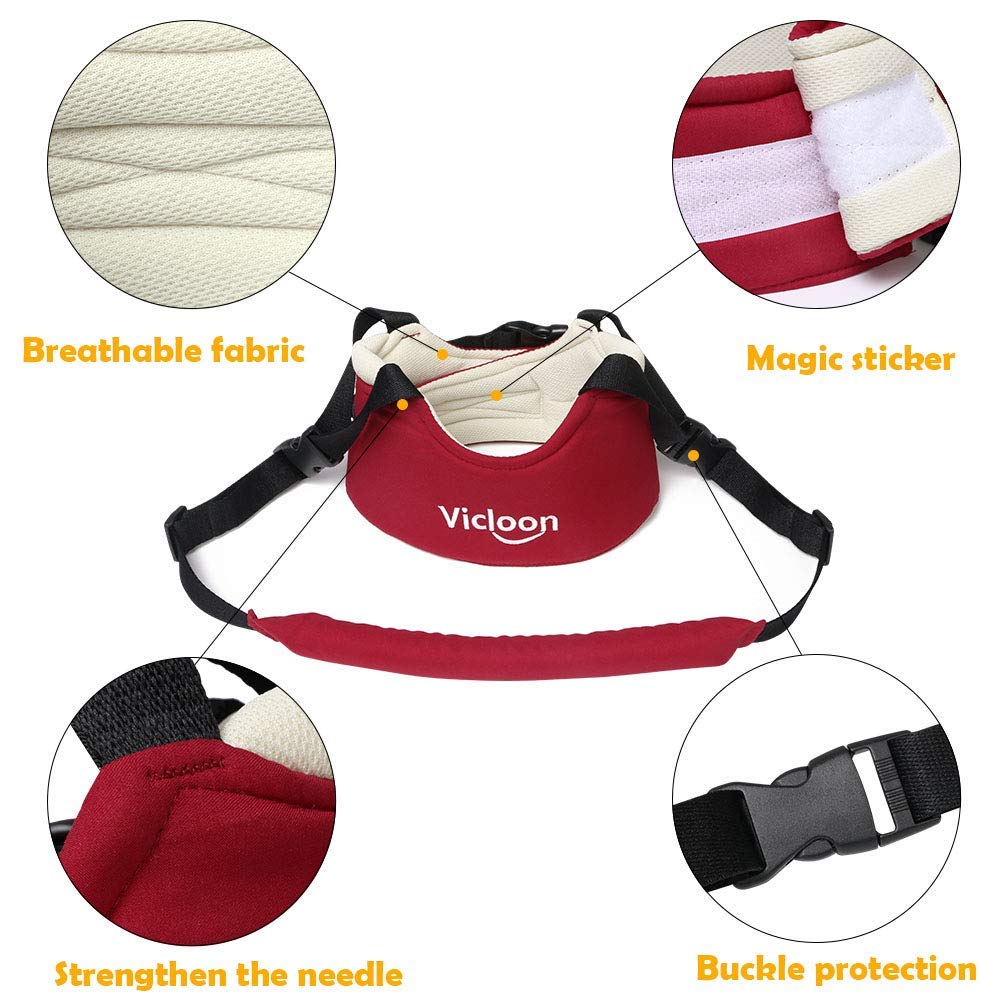 Vicloon hand-held baby walker and toddler walking assistant with protective belt and child harness for safe learning to walk.