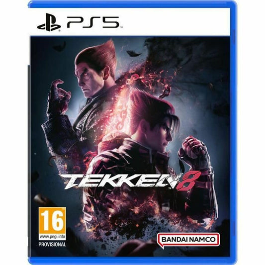 Bandai Namco Tekken 8 PlayStation 5 video game cover art featuring fighting characters and vibrant game graphics.
