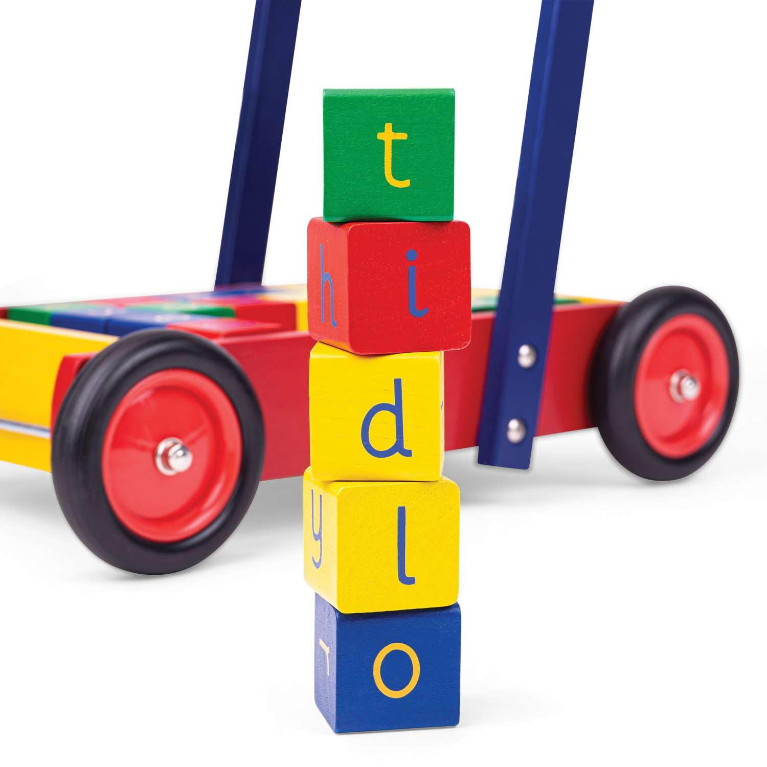 Tidlo baby walker with colorful ABC blocks supporting early walking and alphabet learning for toddlers.
