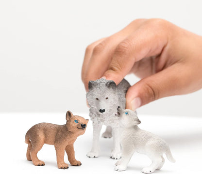 SCHLEICH 42472 Wild Life 3pc Mother Wolf and Baby Wolf Pups Figurine Set - Authentic and Highly Detailed Animal Toys, Durable for Education and Fun Play, Perfect for Boys and Girls, Ages 3+