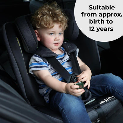 My Babiie MBCS200 360° Spin R129 Baby Car Seat – Top Tether, ISOFIX, Birth to 12yrs (40-150cm), i-Size, ERF, Group 0+/1/2/3, Rotating 360 Swivel - Black