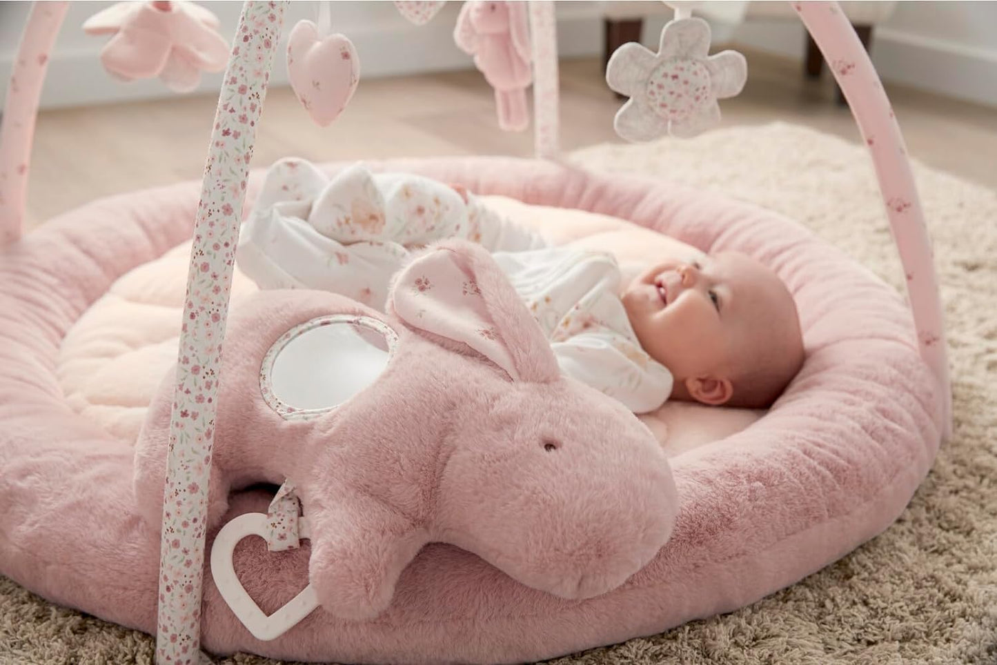 Mamas & Papas Interactive Activity Baby Playmat & Gym, Welcome to The World Playmat, Pink