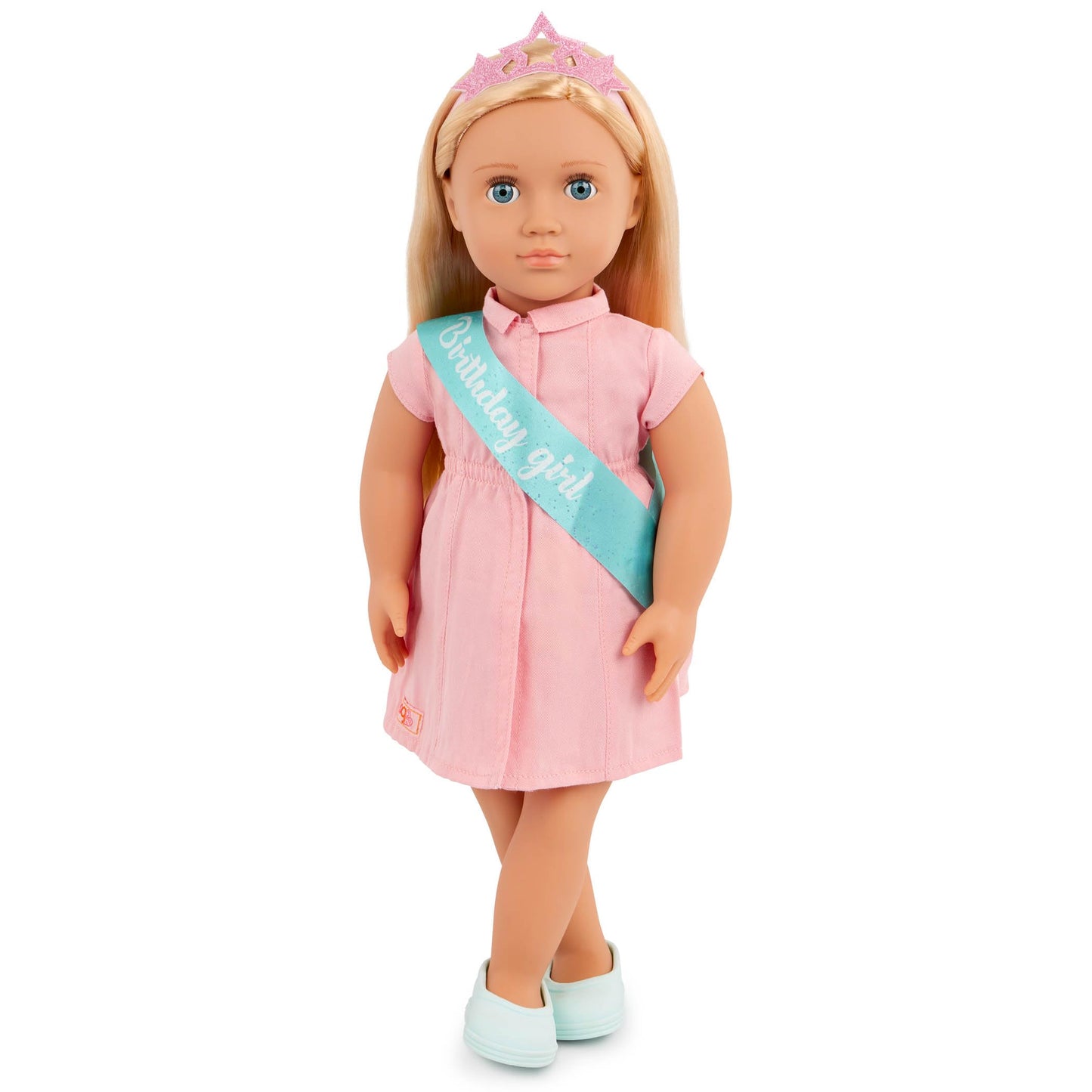 Our Generation - Brenna - 18-Inch Birthday Doll & Accessories - Lifelike Blue Eyes & Dark-Blonde Hair - Party Dress, Sash & Balloons - Pretend Play - Toy for Kids 3 Years +