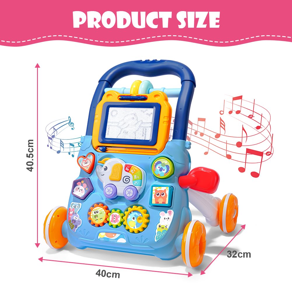 Aolso baby walker with sitting and standing modes, toddler activity table, educational push toy for boys and girls, colorful and interactive.