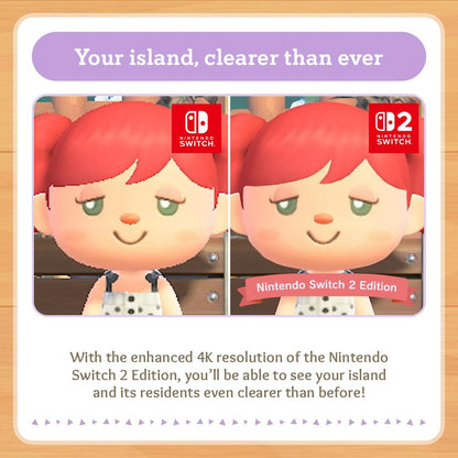 Animal Crossing: New Horizons Nintendo Switch 2 Edition game cartridge with colorful cover art in a close-up shot
