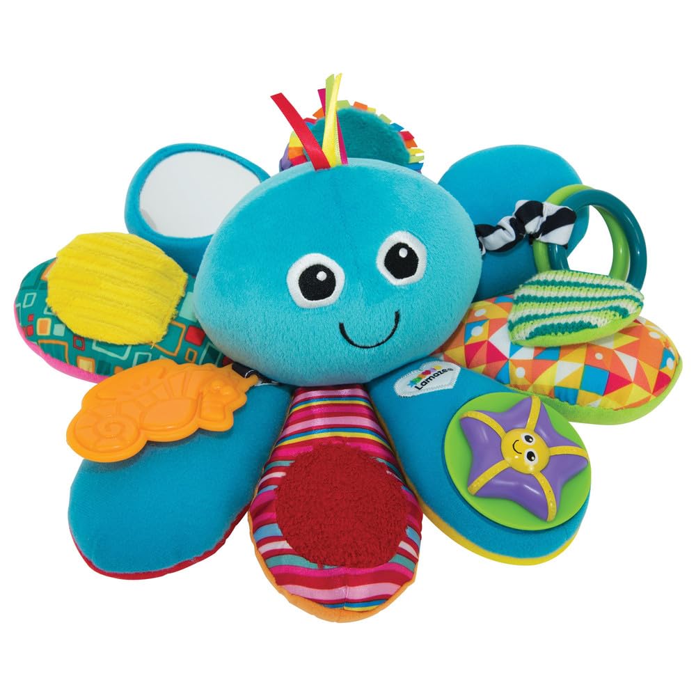 LAMAZE Pupsqueak clip and go pram baby toy with soft plush, designed for sensory development in infants 0-6 months.