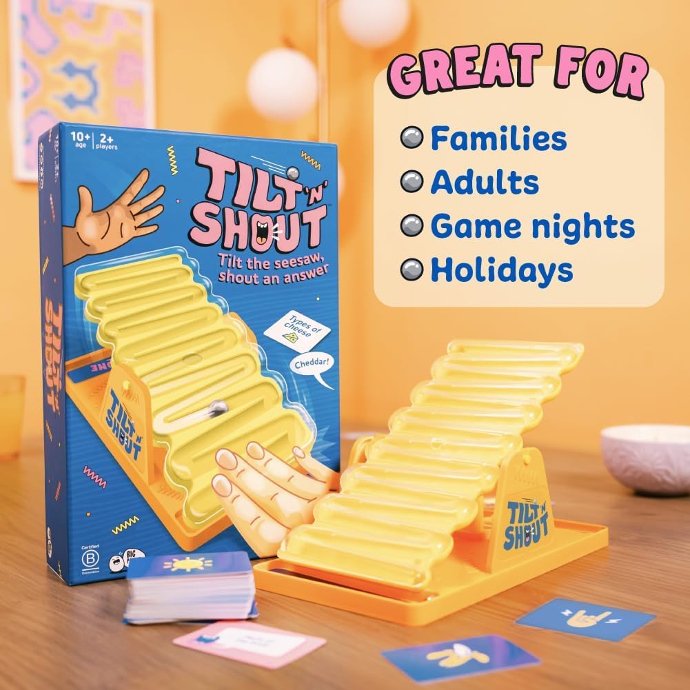 Big Potato Tilt ’n’ Shout – Fast-Paced Family Board Game for Adults & Kids | Shout-Out Trivia Party Game with Categories & Bonus Content | New Game Night Favourite for 2025 | Perfect Christmas Game