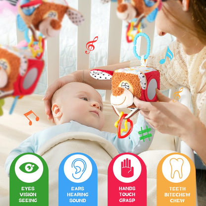 Aolso clip-on puppy sensory toy for pram, stroller, or crib, featuring hanging musical and developmental toys for newborns 0+ months.