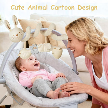 Vicloon Giocattolo a Spirale Passeggino Neonato, Giochi Passeggino Neonati Regalo per 0 3 6 Mesi, Passeggino Educativo Spirale di Peluche Neonato, Rabbit