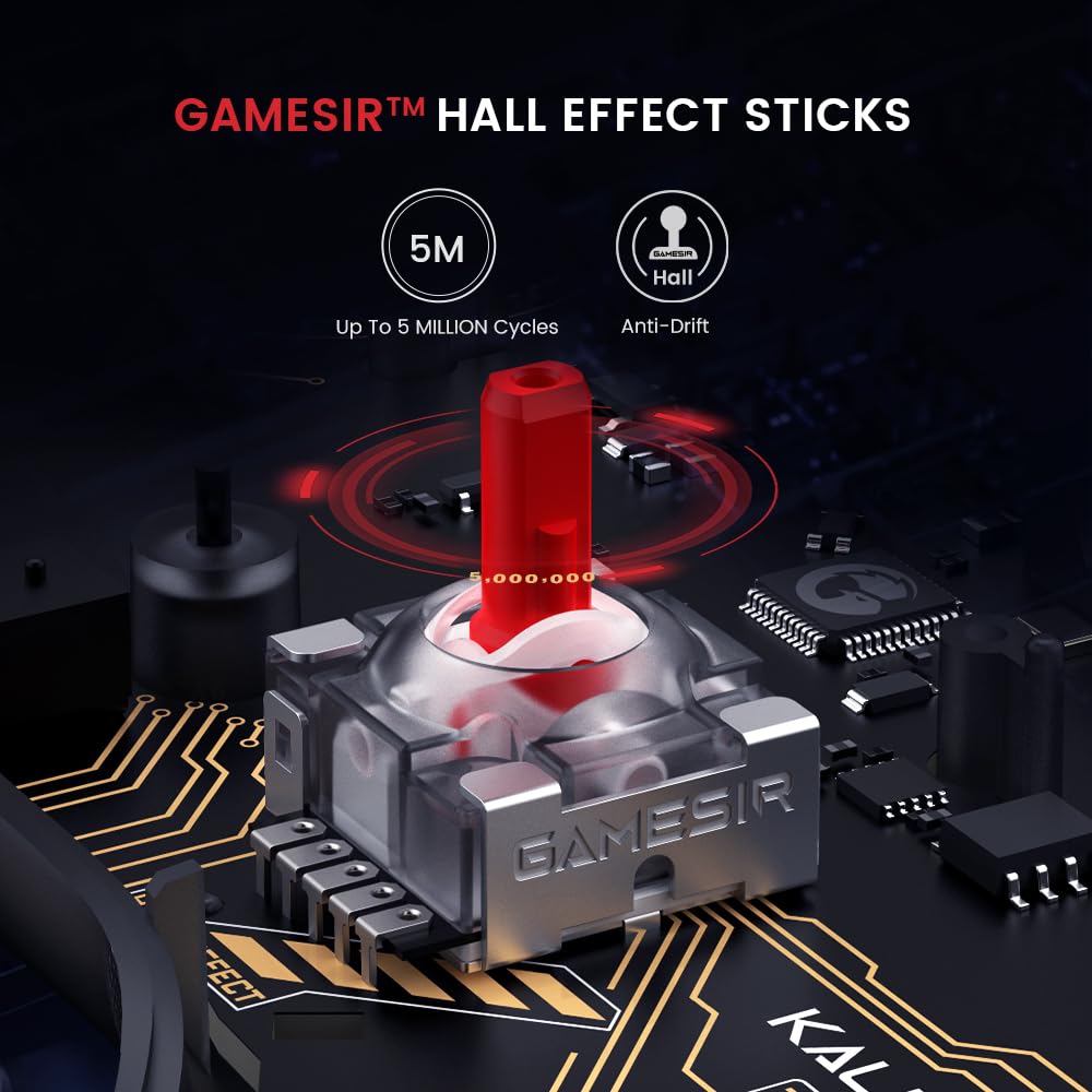 GameSir Kaleid wired gaming controller for Xbox Series X|S, Xbox One, Windows, and Steam with transparent design and hall effect joysticks.