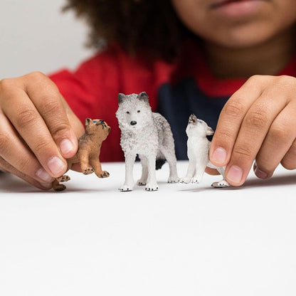 SCHLEICH 42472 Wild Life 3pc Mother Wolf and Baby Wolf Pups Figurine Set - Authentic and Highly Detailed Animal Toys, Durable for Education and Fun Play, Perfect for Boys and Girls, Ages 3+