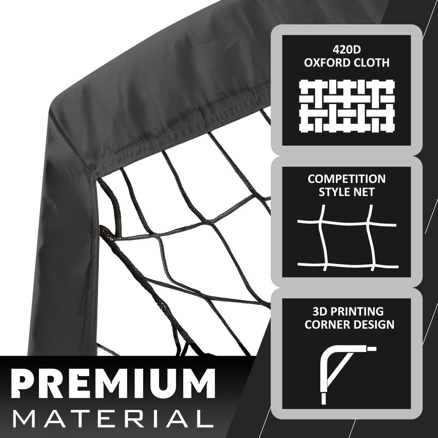 RUNBOW 9x5 ft Kids Football Goal, Portable Soccer Net for Adult Junior Backyard Practice with Carry Bag (Black, 1 Pack)
