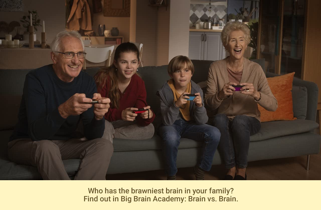 Nintendo Big Brain Academy: Brain vs Brain game for Nintendo Switch showing colorful game cover with brain illustration and game title.