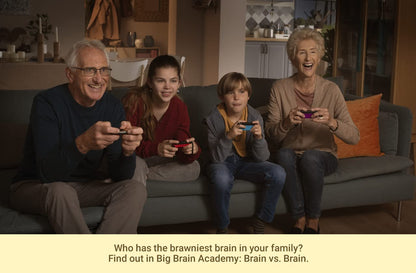 Nintendo Big Brain Academy: Brain vs Brain game for Nintendo Switch showing colorful game cover with brain illustration and game title.