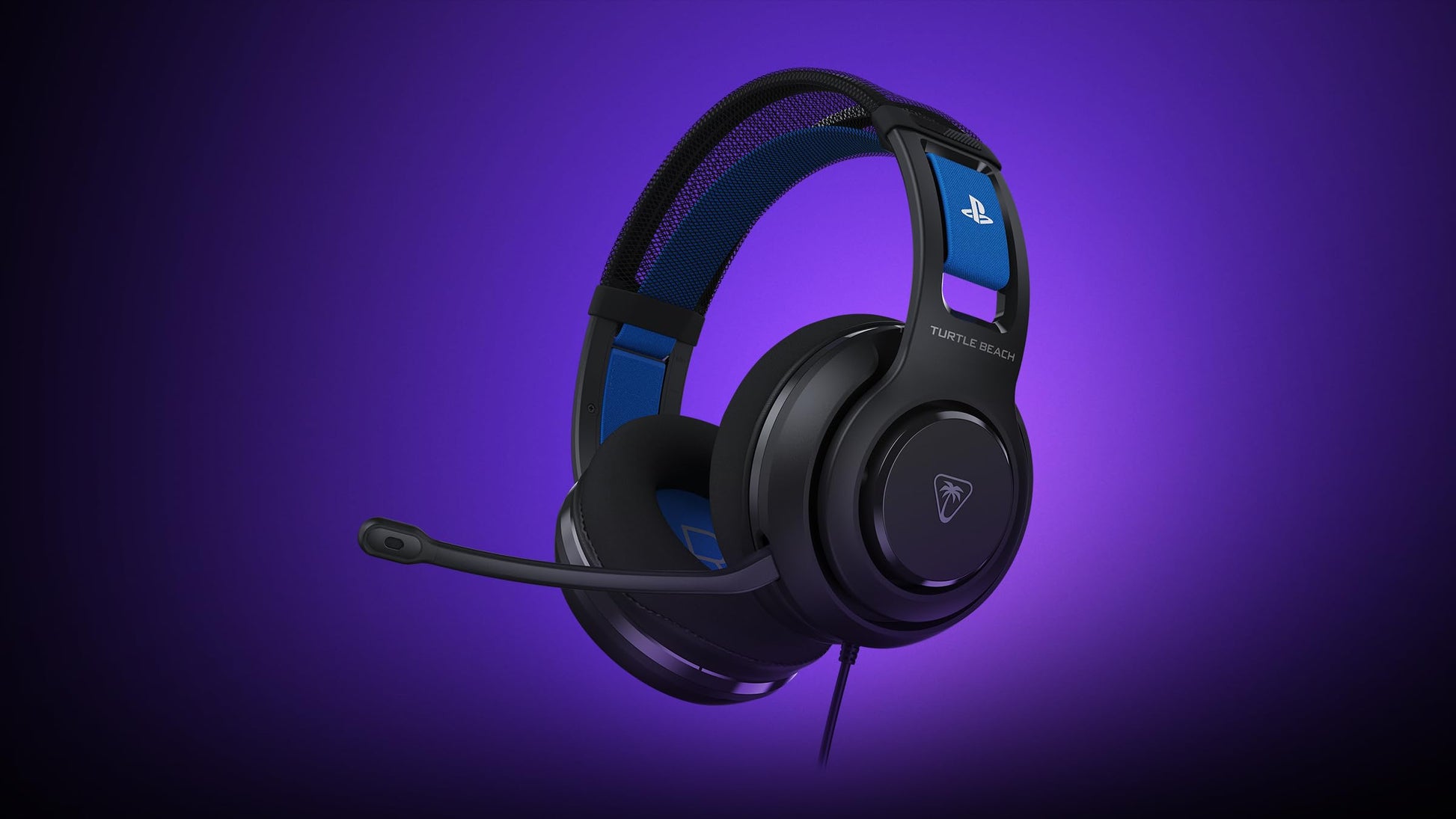 Black Turtle Beach Atlas 200 wired gaming headset with built-in microphone, designed for PS5 and PS4 gaming consoles.