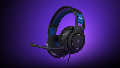 Black Turtle Beach Atlas 200 wired gaming headset with built-in microphone, designed for PS5 and PS4 gaming consoles.