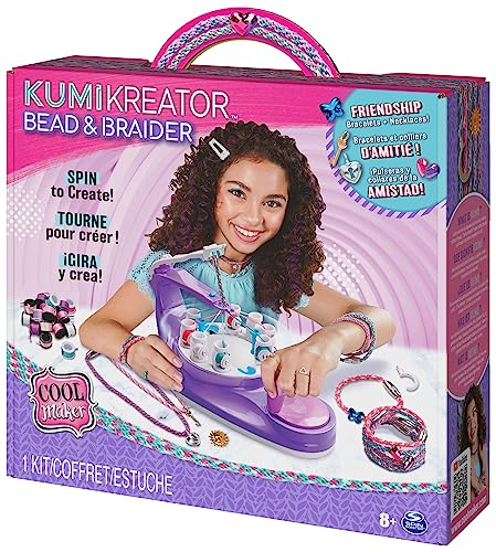 Cool MAKER KumiKreator bead and braider kit with colorful beads and tools for making friendship necklaces and bracelets for kids.