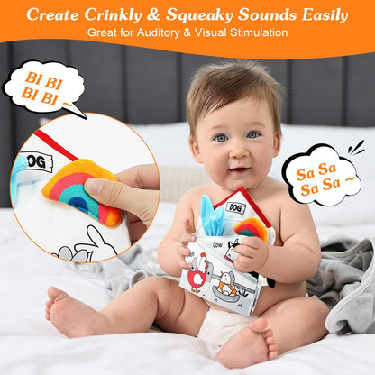HOTUT Baby Toys Baby Books 0-6 Months, Sensory Books for Babies Touch and Feel Soft Books,Baby Crinkle Books, Touch Feel Activity Soft Book Infants Toys for 0 3 6 12 Months Boy Girl Shower Gifts